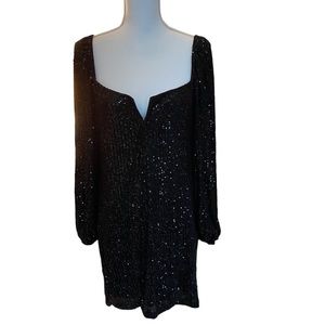 Guess black sequined dress, XL, that will light up any party. Glamorous (NWT)